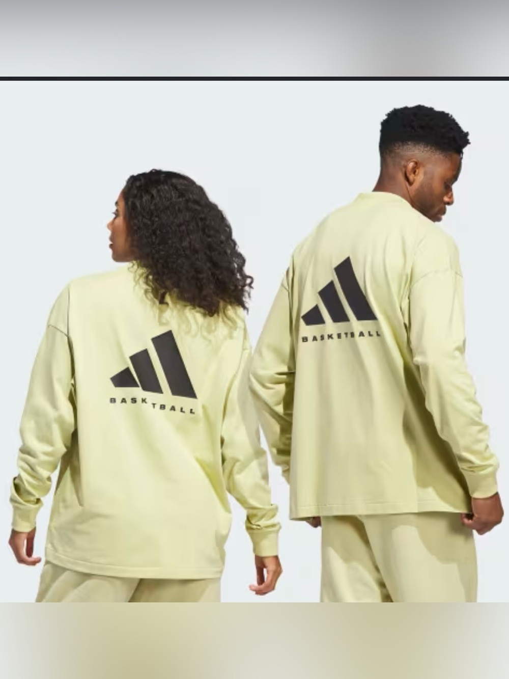 NWT Adidas Basketball Unisex Long-Sleeve Cotton BBall T-Shirt • Yellow • Small